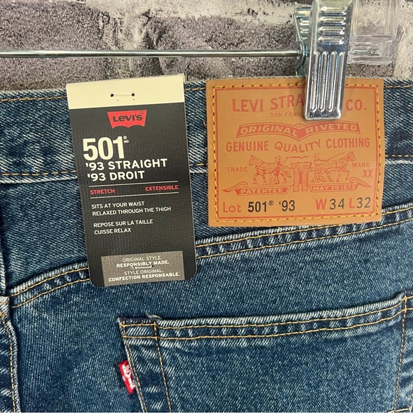 Levi's Premium 501 '93 STRAIGHT FIT MEN'S JEANS - Size 34 - Picture 13 of 14